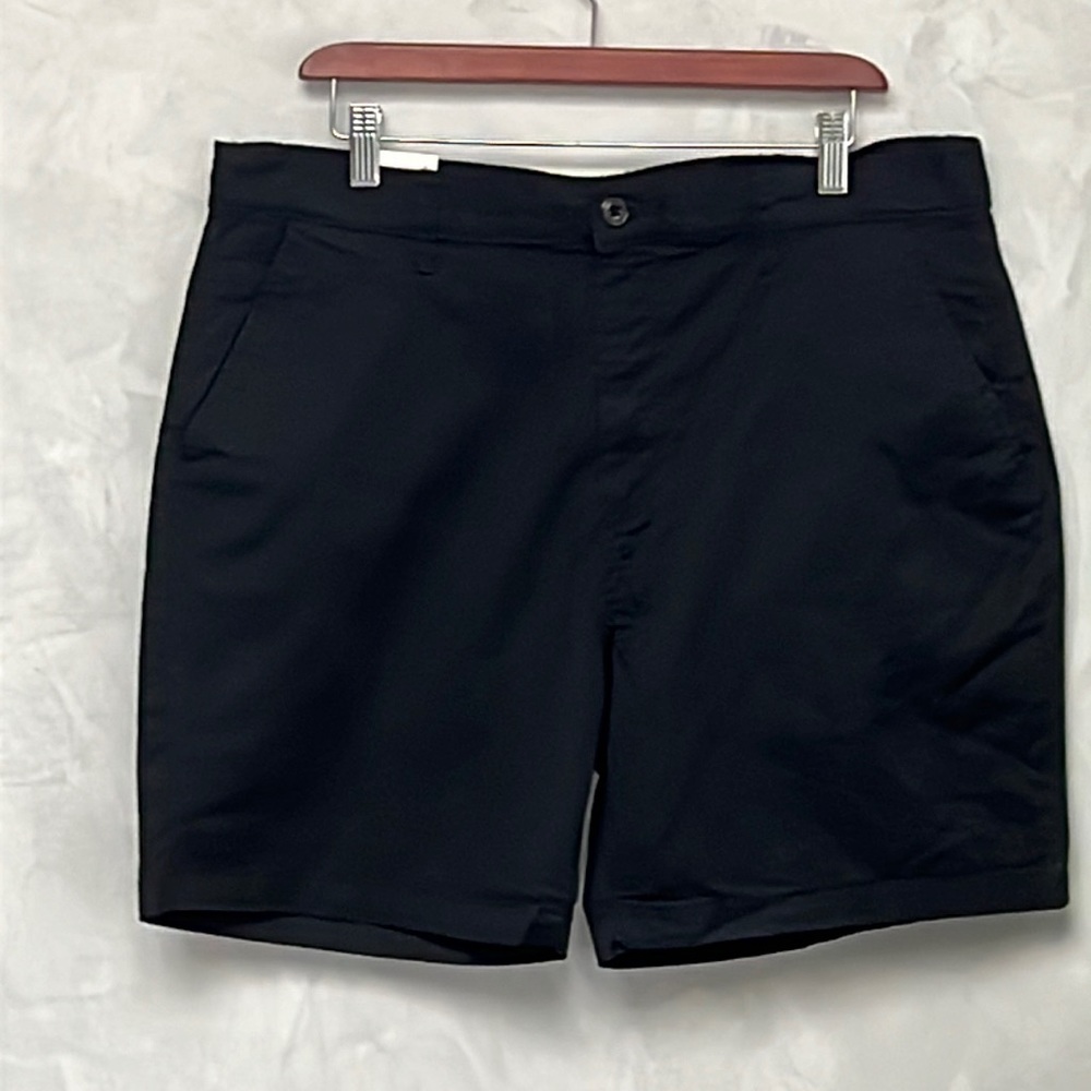 Black Rumors Men's Stretch Twill Flat Front Chino Shorts, Size 36W